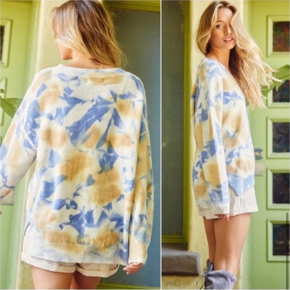 LAST ONE: Women’s cashmere feel soft tie dye v neck cozy warm sweater - Picture 5 of 6